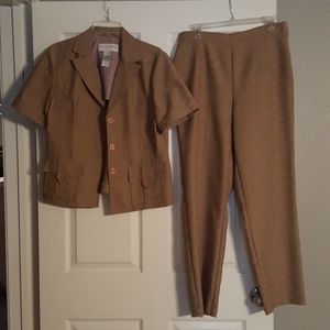 Short sleeve sandy brown pant suit (lightweight)